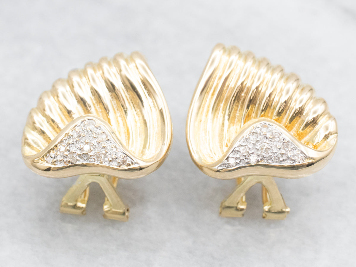 Two Tone Diamond Lined Stud Earrings