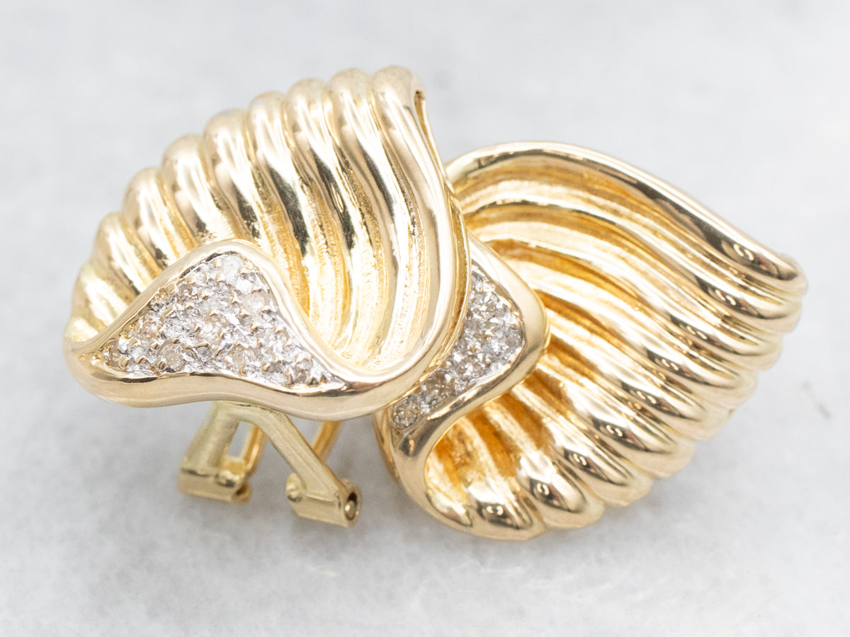 Two Tone Diamond Lined Stud Earrings