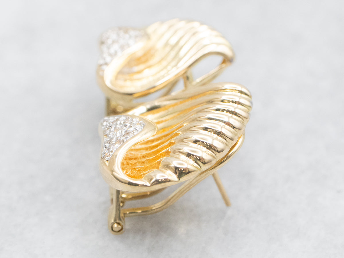 Two Tone Diamond Lined Stud Earrings