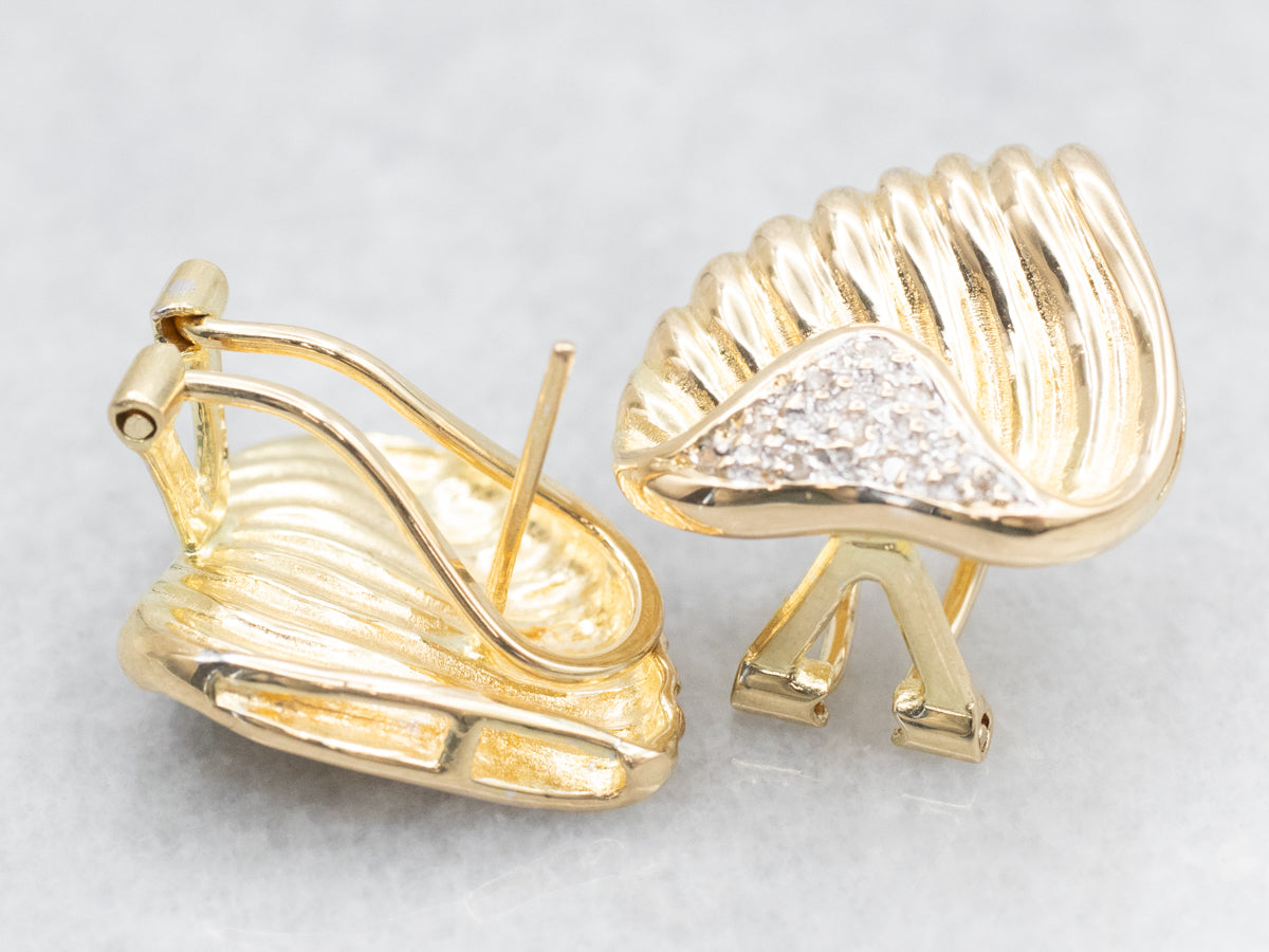 Two Tone Diamond Lined Stud Earrings