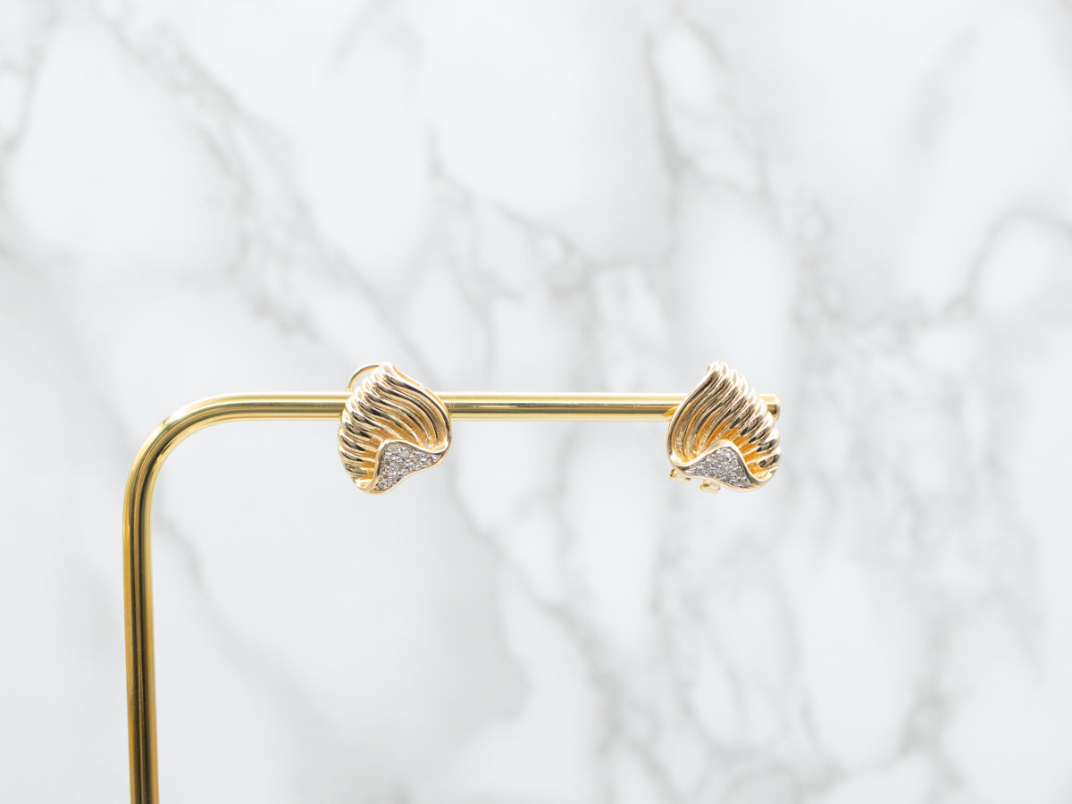 Two Tone Diamond Lined Stud Earrings