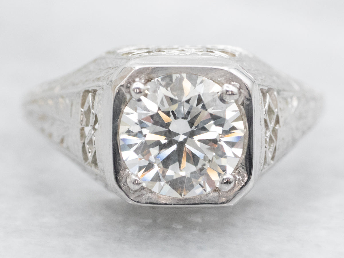 Art Deco Diamond Solitaire Engagement Ring