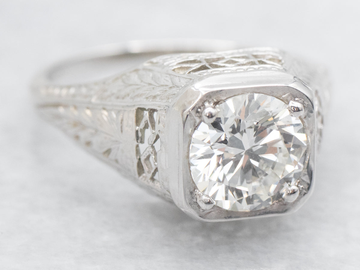 Art Deco Diamond Solitaire Engagement Ring