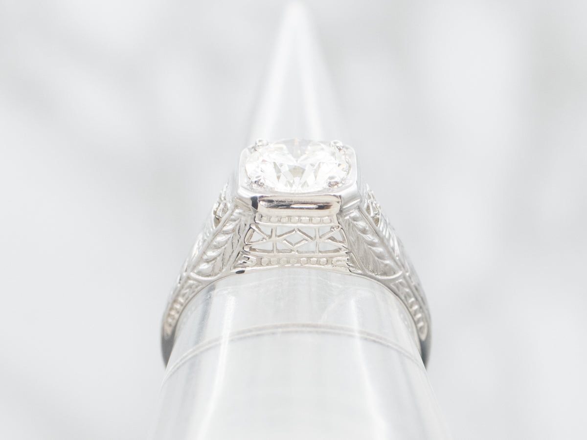 Art Deco Diamond Solitaire Engagement Ring