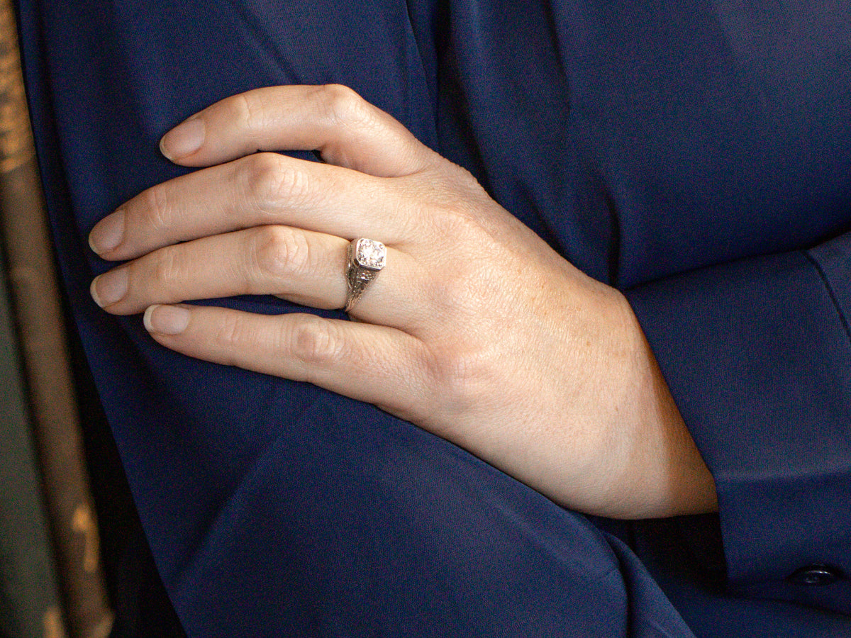 Art Deco Diamond Solitaire Engagement Ring