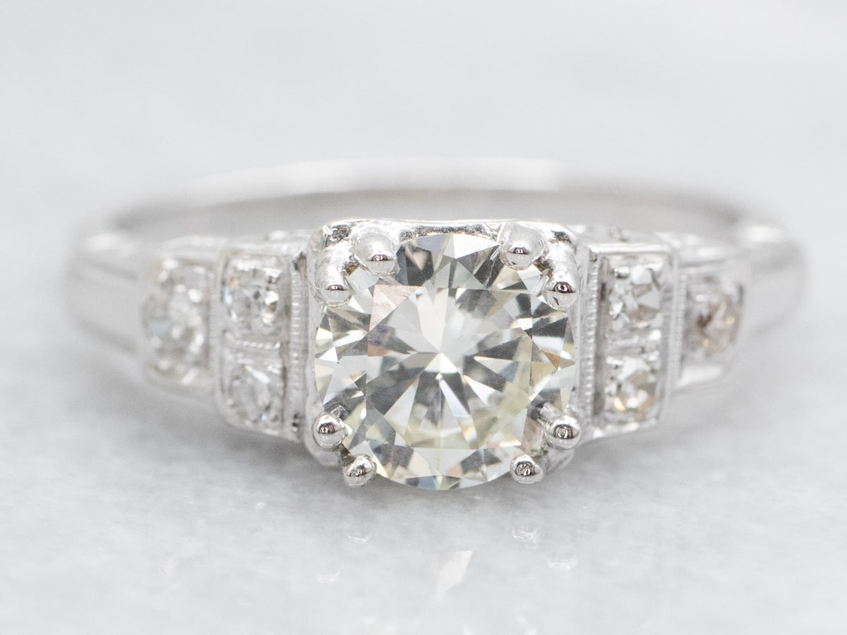 Diamond Engagement Ring with Stepped Shoulders