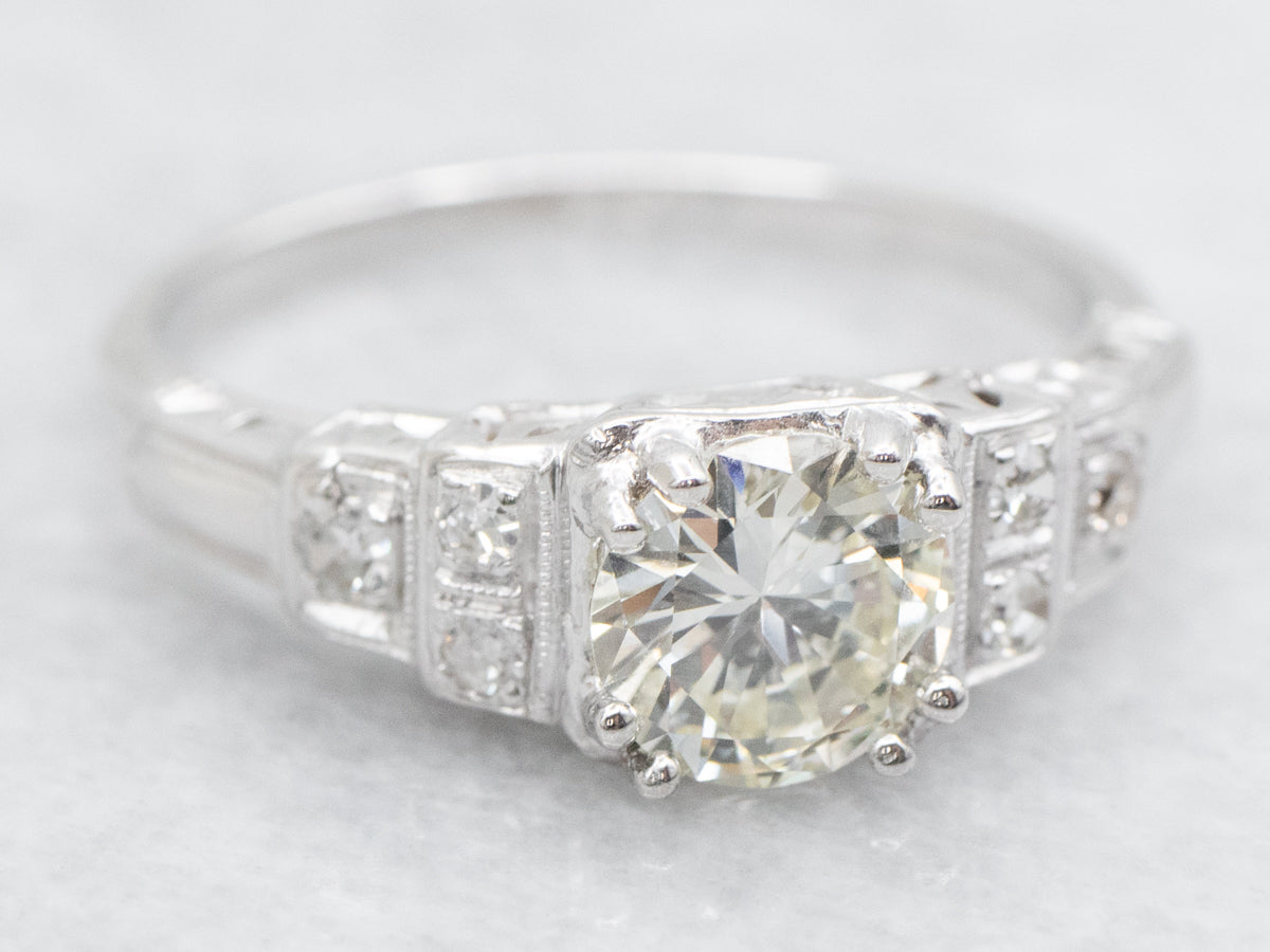 Diamond Engagement Ring with Stepped Shoulders