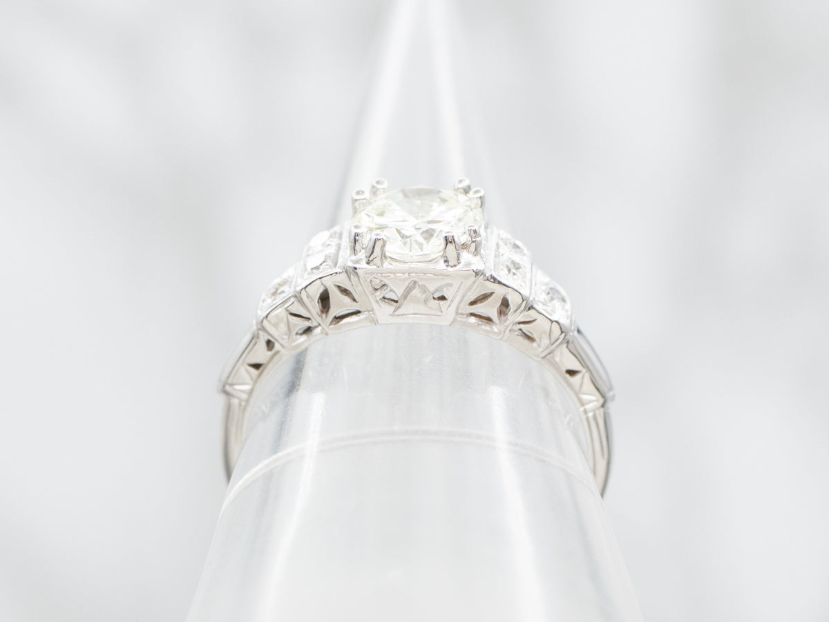 Diamond Engagement Ring with Stepped Shoulders