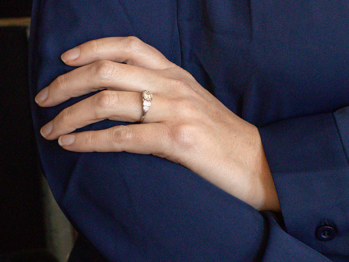 Diamond Engagement Ring with Stepped Shoulders