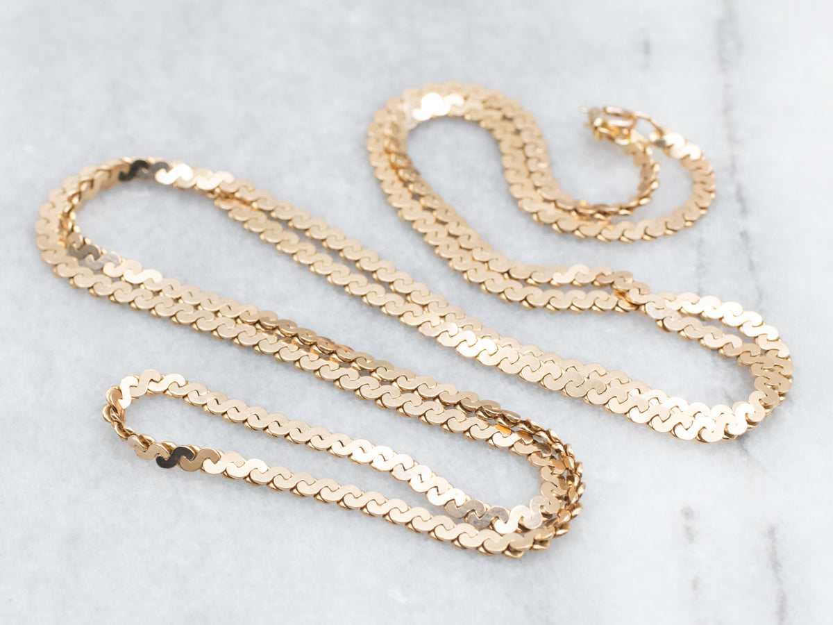 Long Gold Serpentine Chain with Spring Ring Clasp