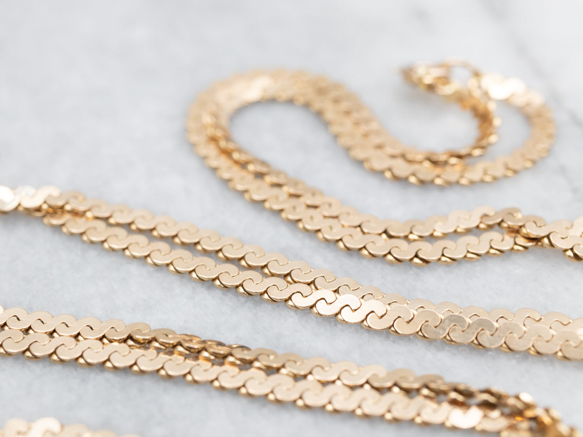 Long Gold Serpentine Chain with Spring Ring Clasp