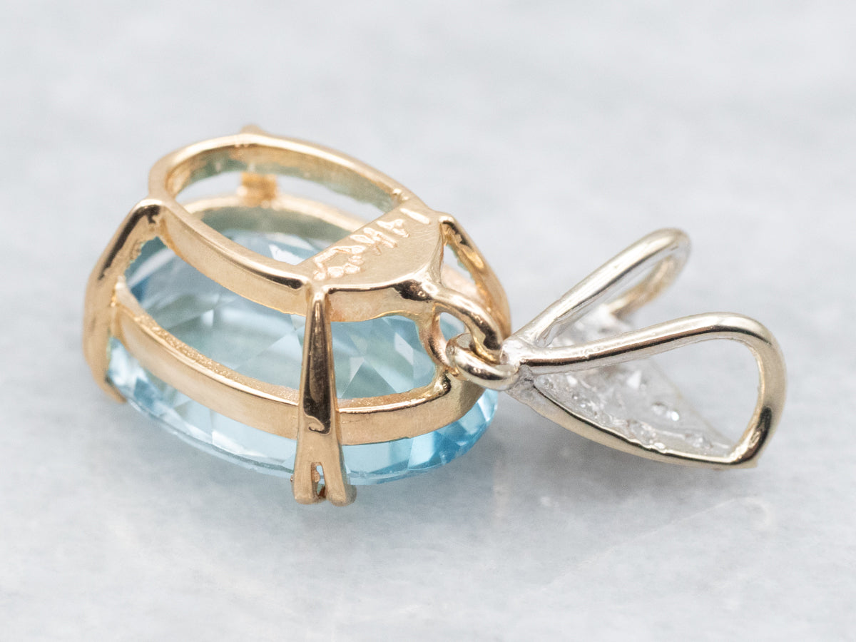 Two Tone Topaz and Diamond Pendant