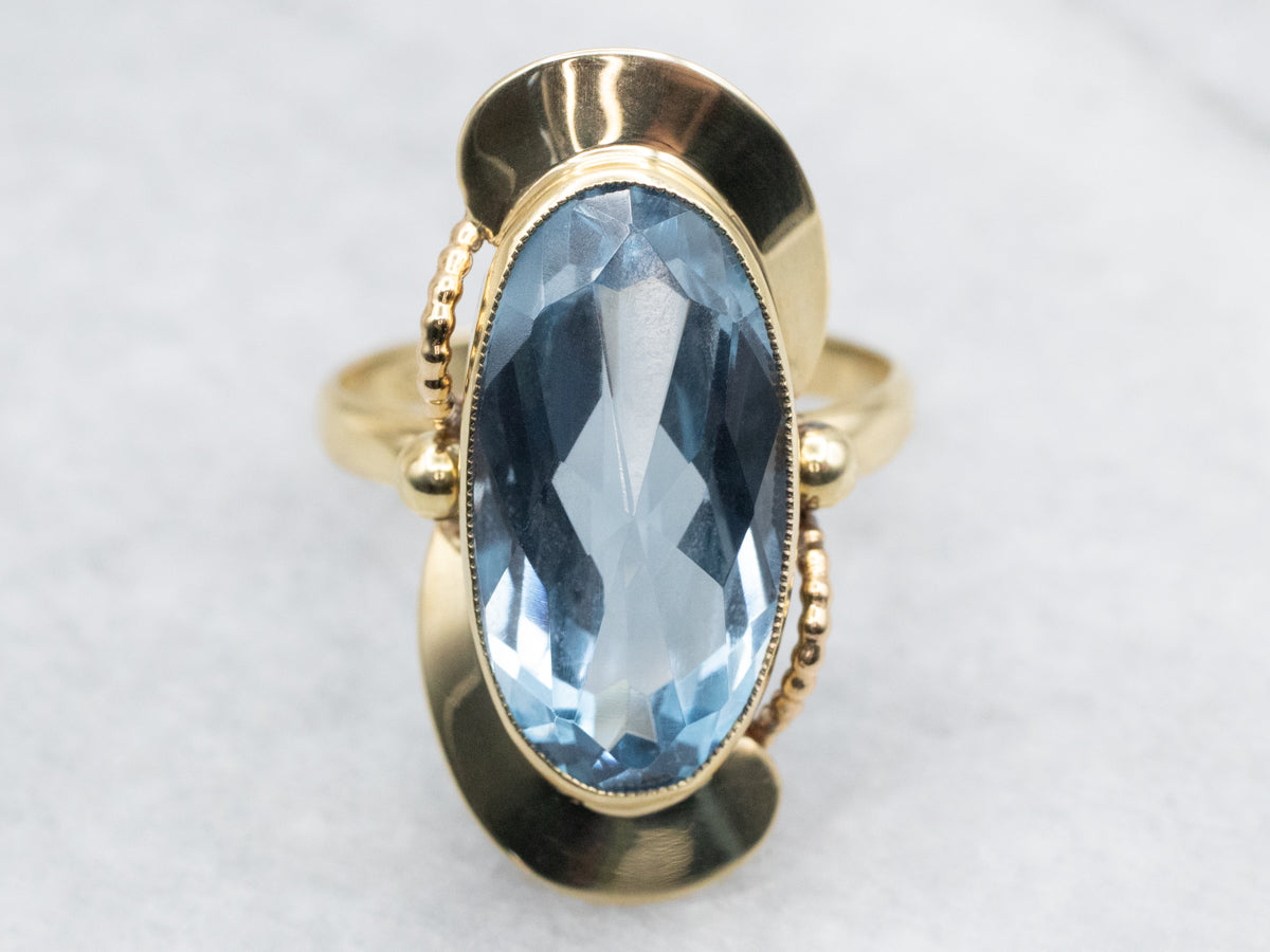 Blue Flash Synthetic Spinel Statement Ring
