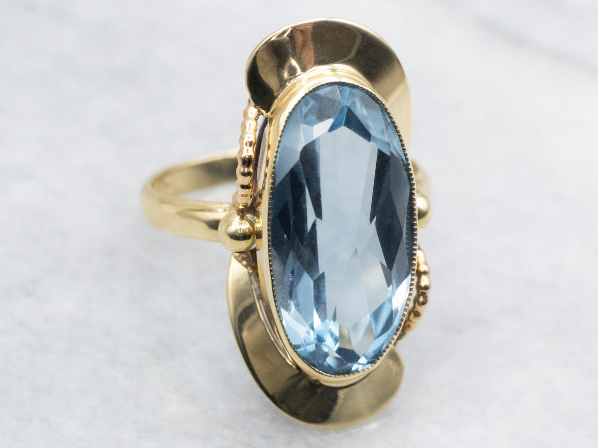 Blue Flash Synthetic Spinel Statement Ring