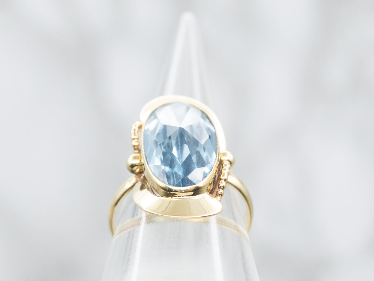 Blue Flash Synthetic Spinel Statement Ring