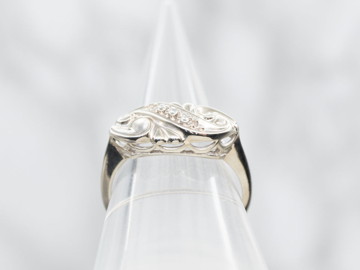 Swirling Three Stone Vintage Diamond Ring