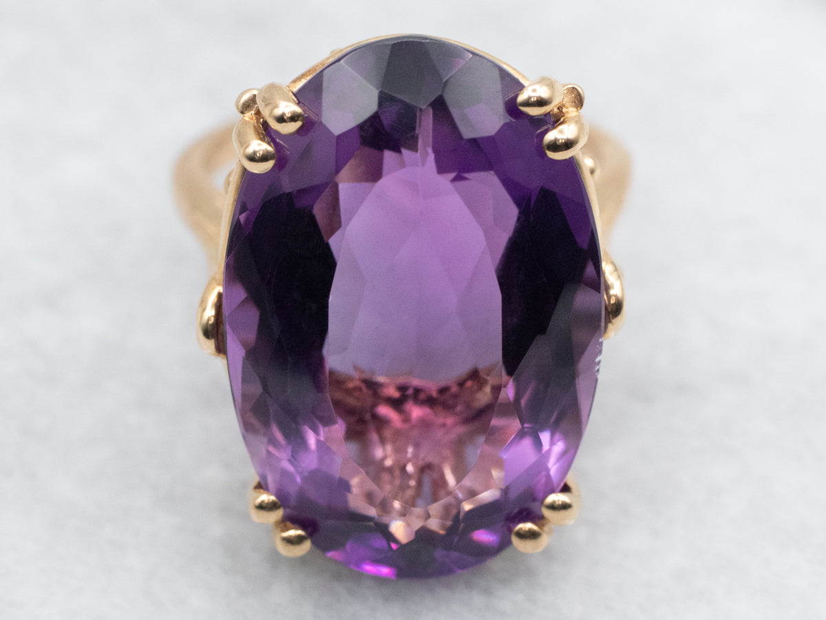 Oval-Cut Amethyst Solitaire Cocktail Ring
