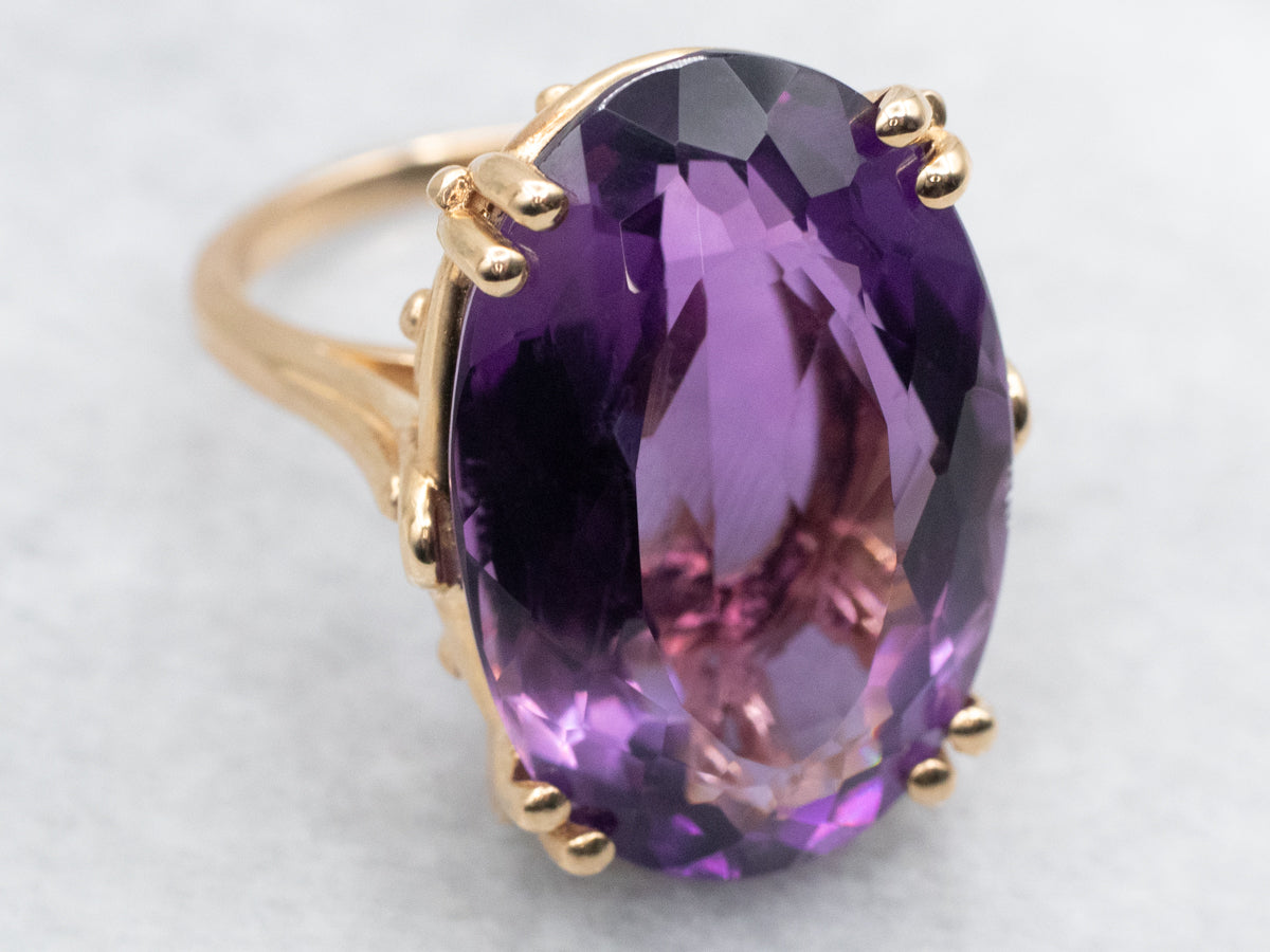 Oval-Cut Amethyst Solitaire Cocktail Ring