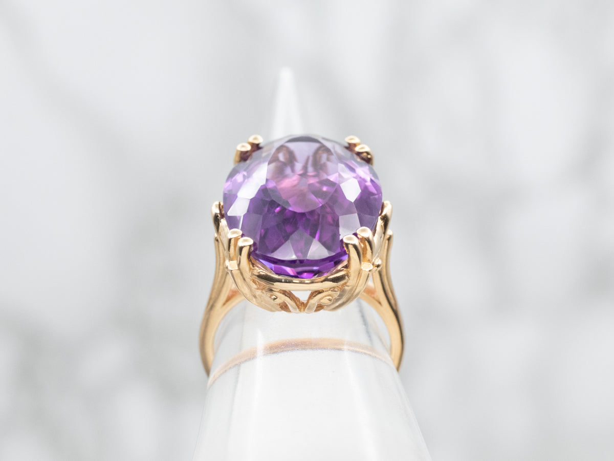 Oval-Cut Amethyst Solitaire Cocktail Ring