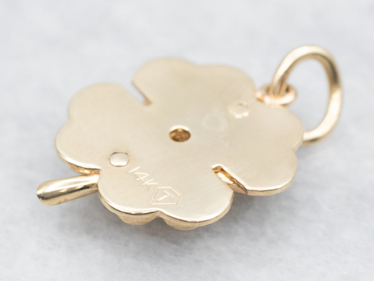 Lucky Diamond Four Leaf Clover Pendant