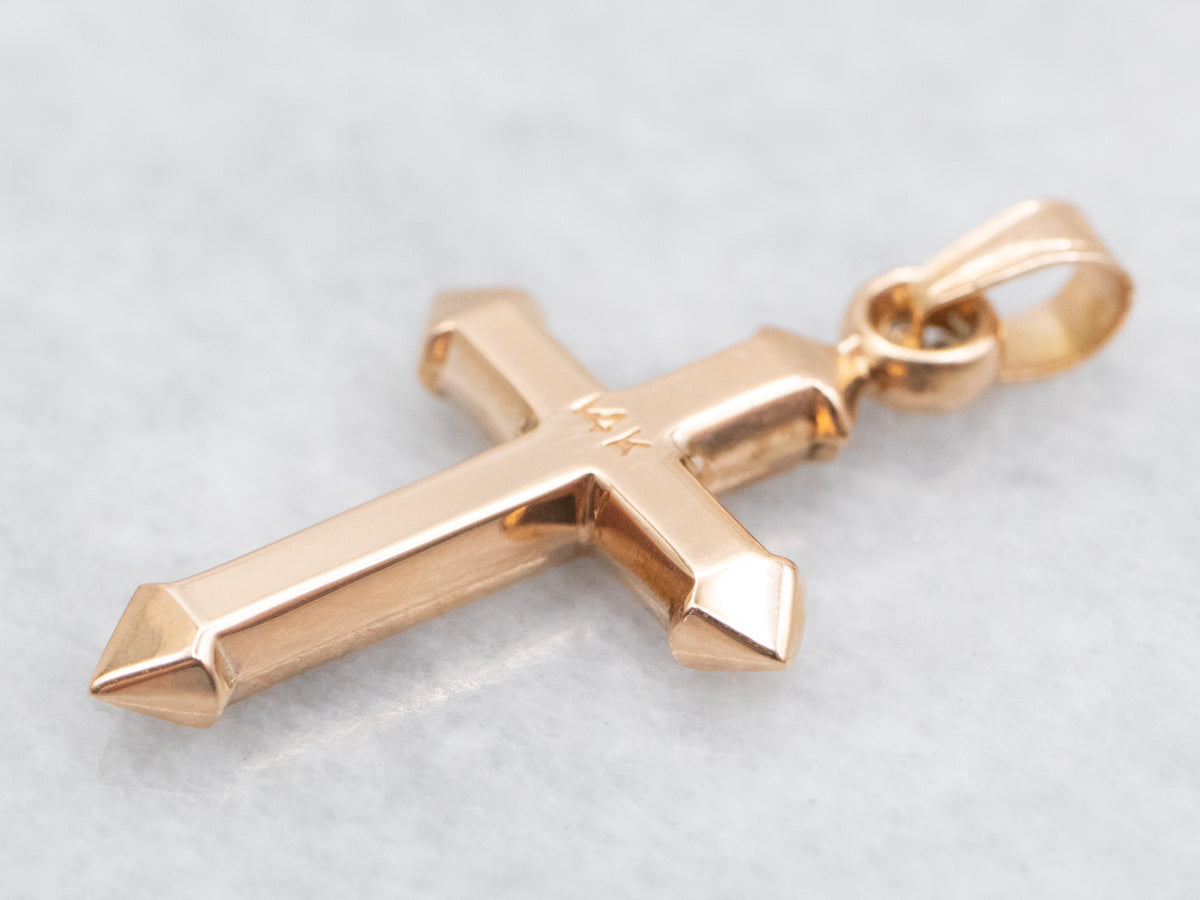 Vintage Etched Floral Cross Pendant