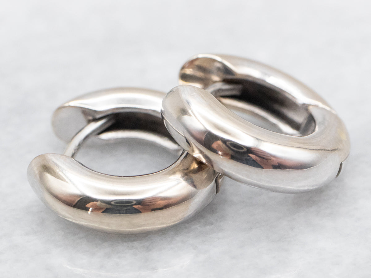 White Gold Huggie Hoop Earrings