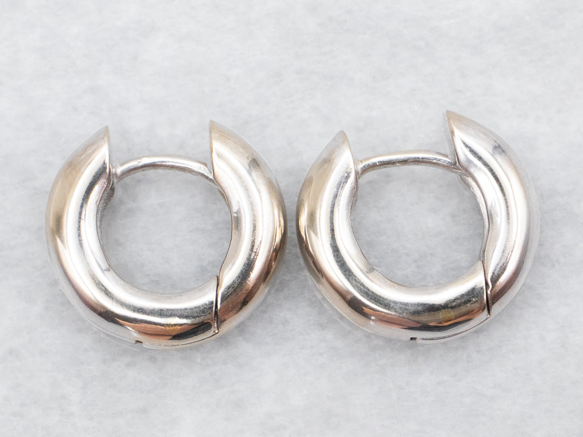 White Gold Huggie Hoop Earrings