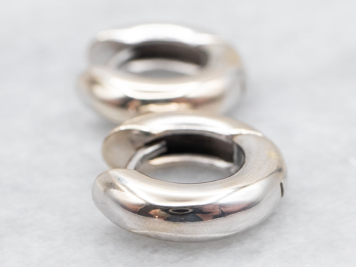 White Gold Huggie Hoop Earrings