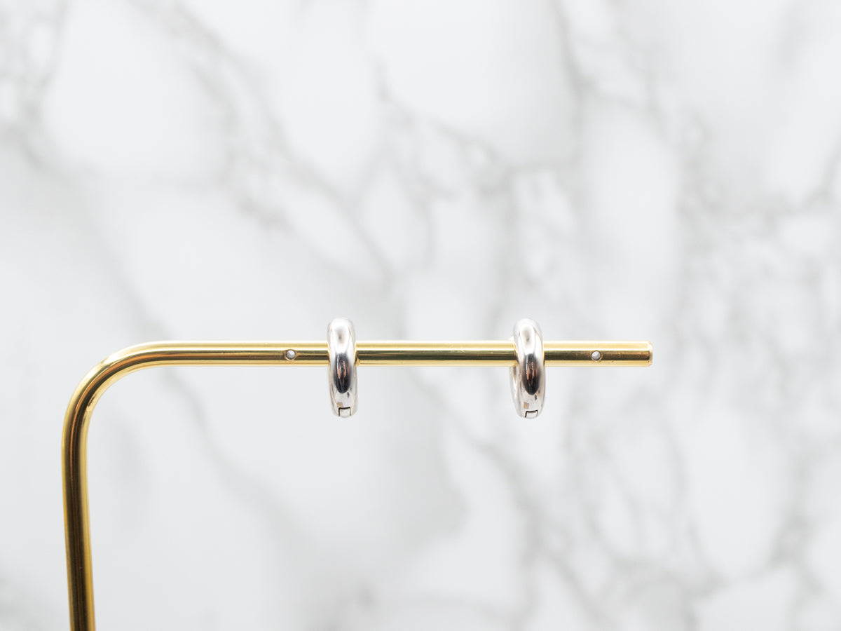 White Gold Huggie Hoop Earrings