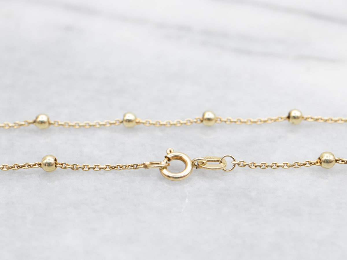 Beaded Gold Station Chain Spring Ring Clasp