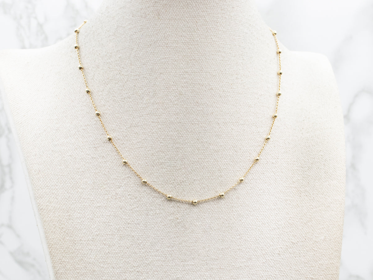 Beaded Gold Station Chain Spring Ring Clasp