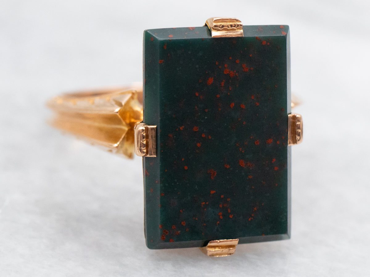 Antique Rosy Yellow Gold Bloodstone Ring