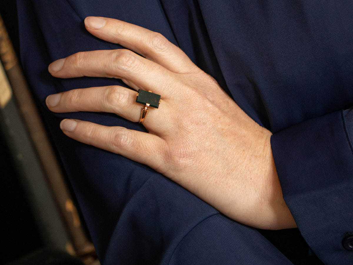 Antique Rosy Yellow Gold Bloodstone Ring