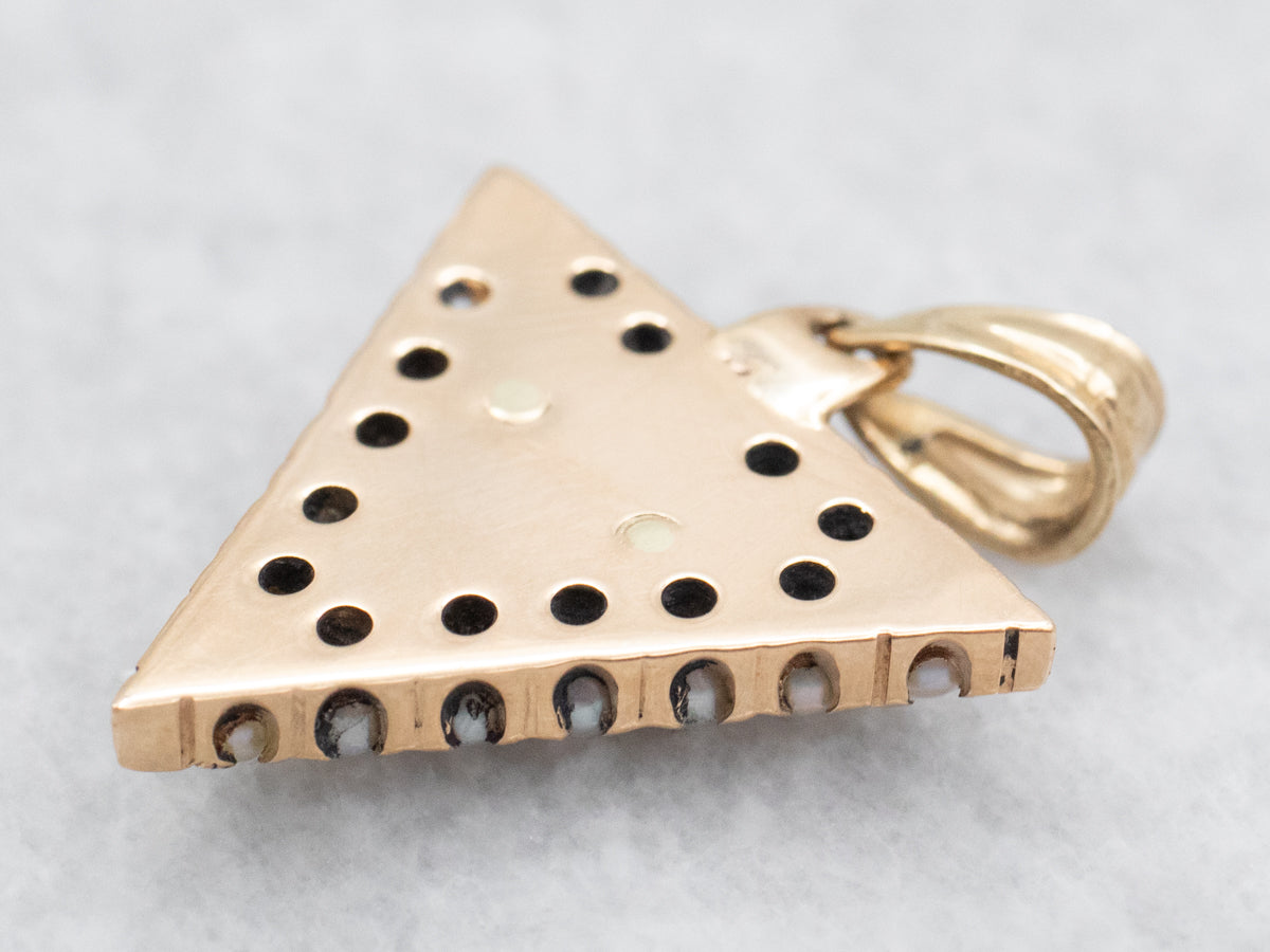 Antique Signet Pendant with Seed Pearl Frame in Gold