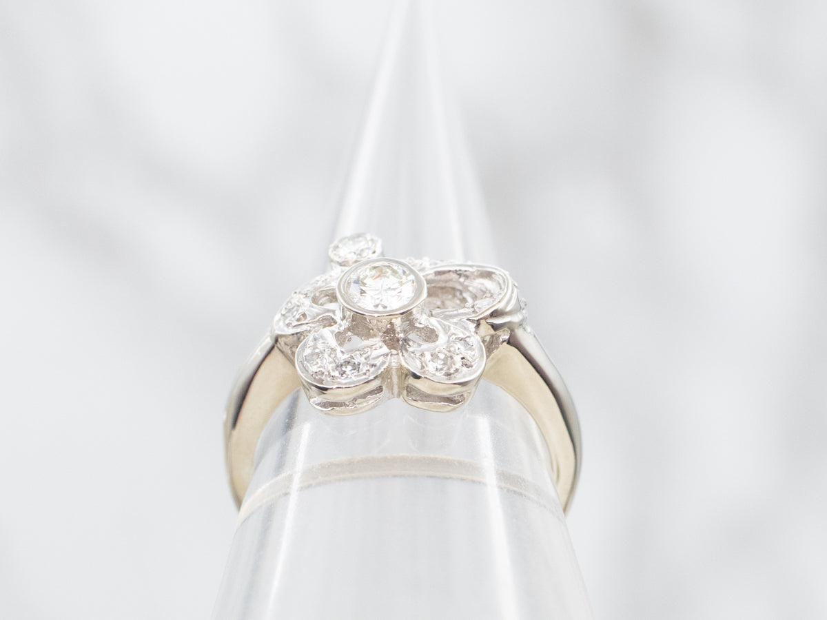 Retro Swirling Diamond Cocktail Ring