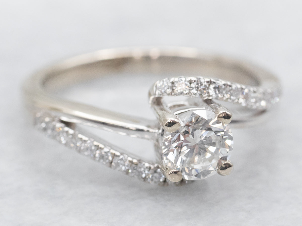 Modern Diamond Bypass Engagement Ring