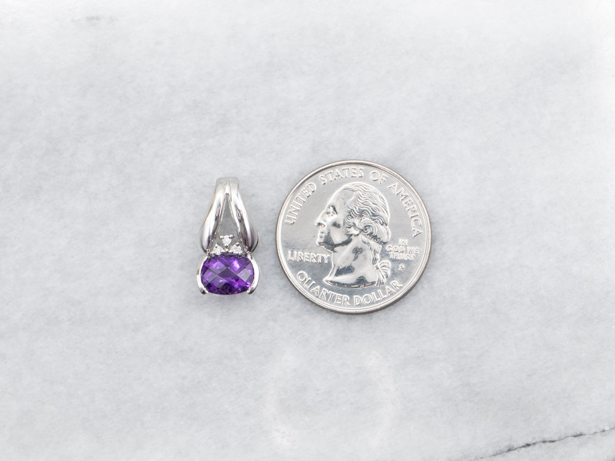 Modern Amethyst and Diamond Pendant