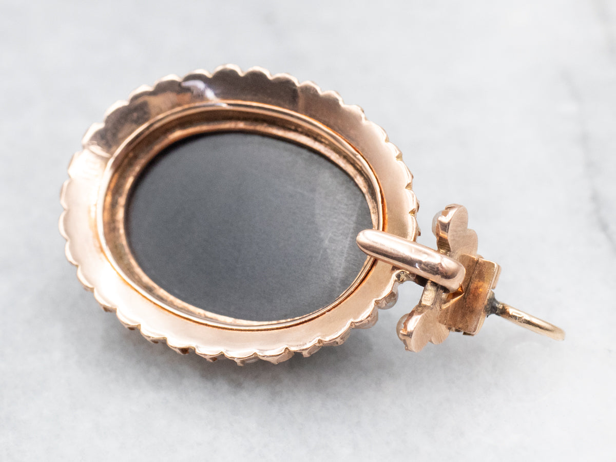 Victorian Onyx Cameo and Seed Pearl Pendant