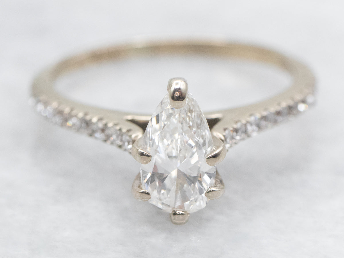 Modern Pear Cut Diamond Engagement Ring