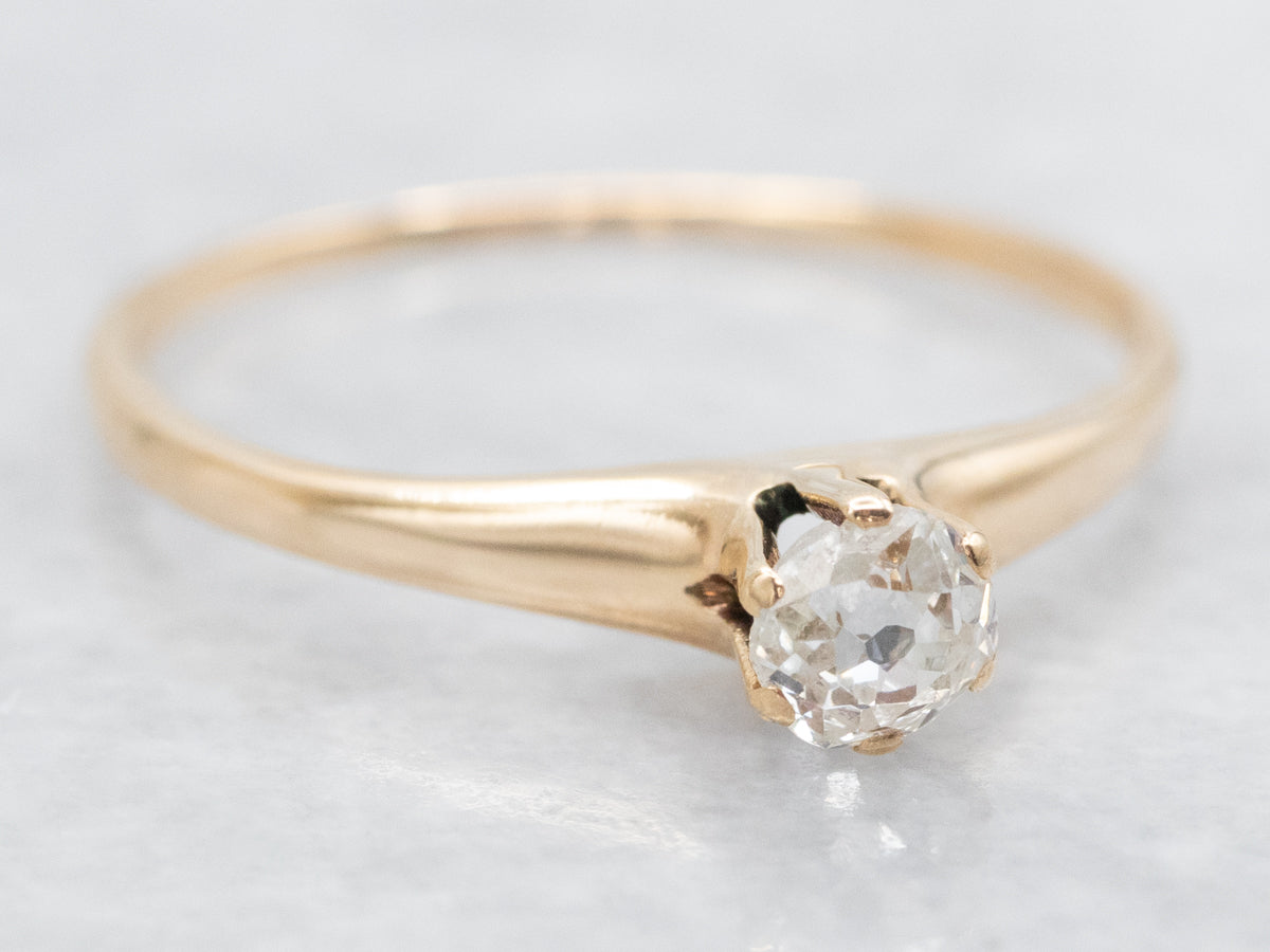 Vintage Old Mine Cut Diamond Solitaire Engagement Ring