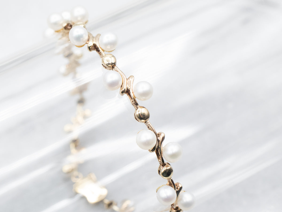 Yellow Gold Pearl Bracelet