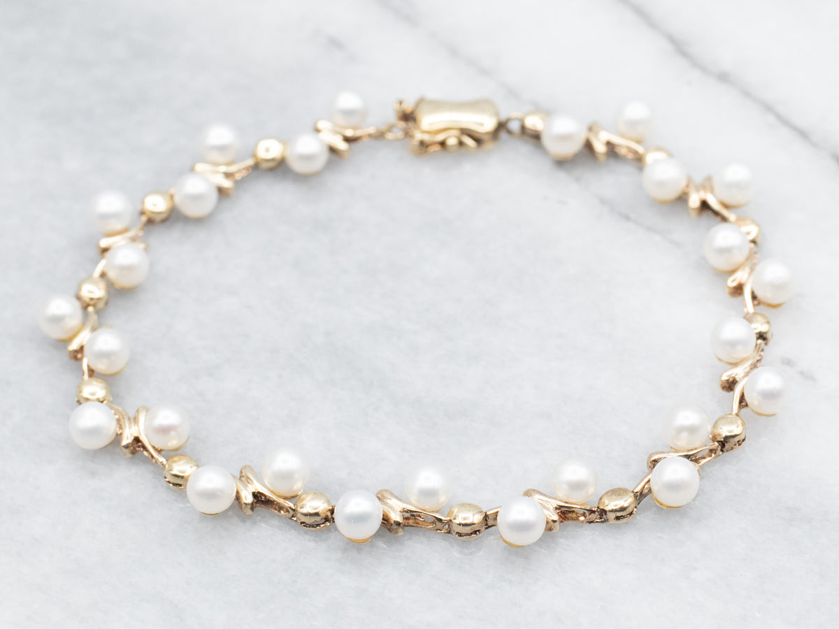 Yellow Gold Pearl Bracelet
