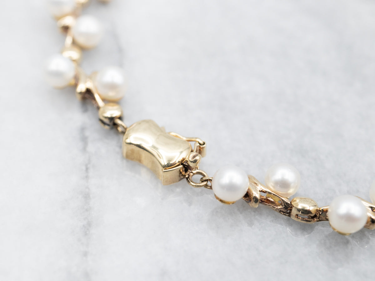 Yellow Gold Pearl Bracelet
