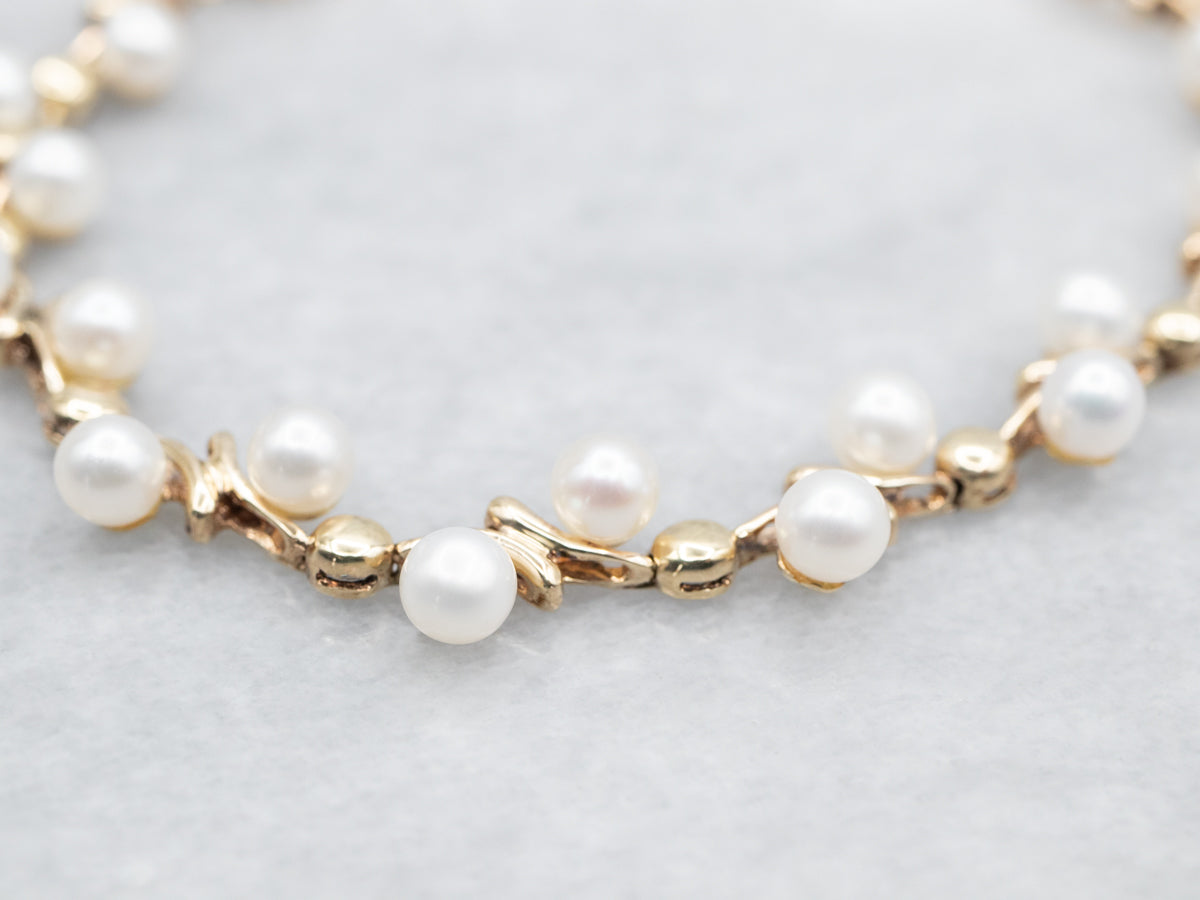 Yellow Gold Pearl Bracelet