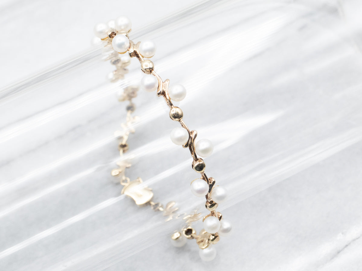 Yellow Gold Pearl Bracelet