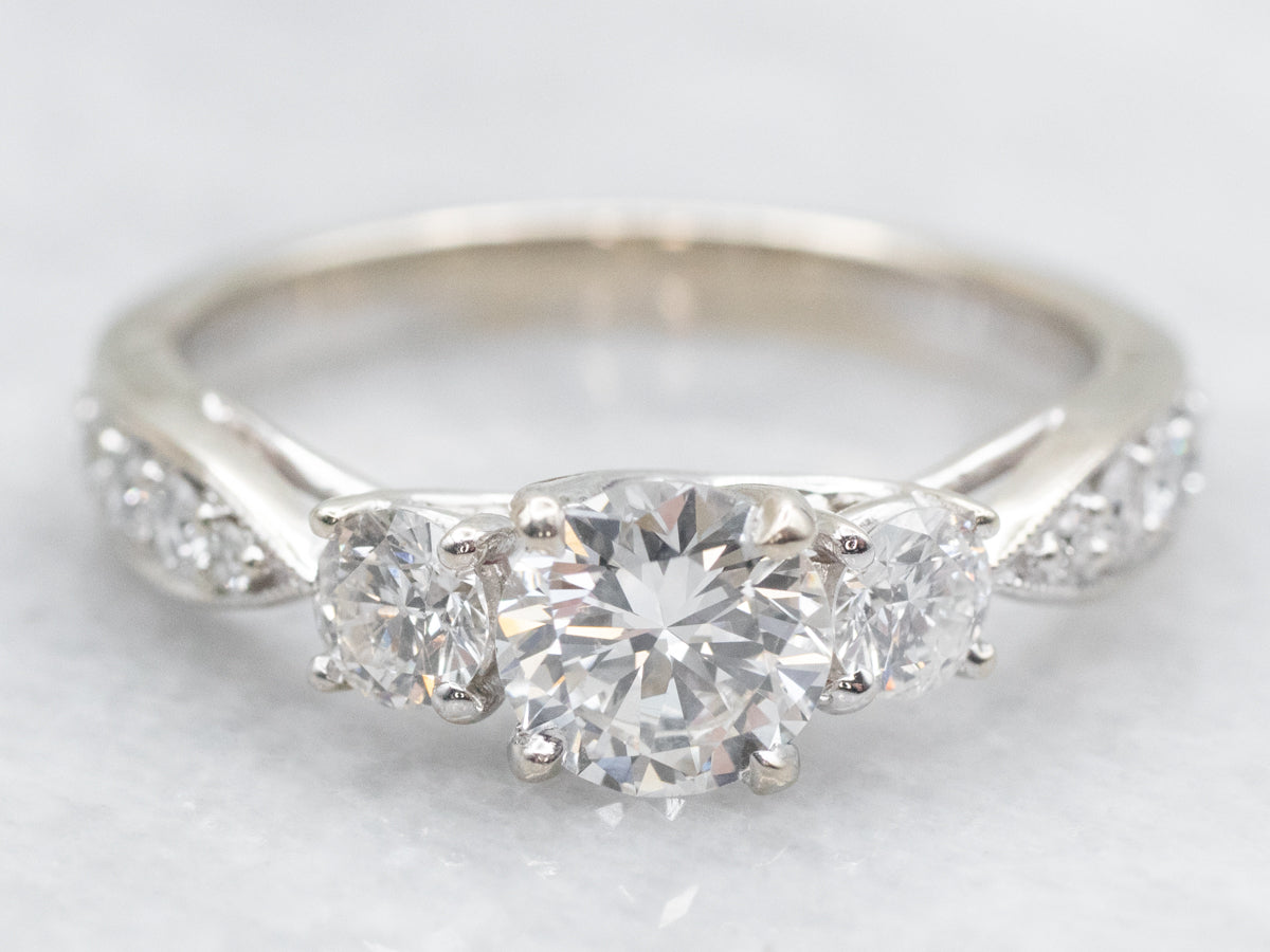 Modern Diamond Engagement Ring with Tapered Shank