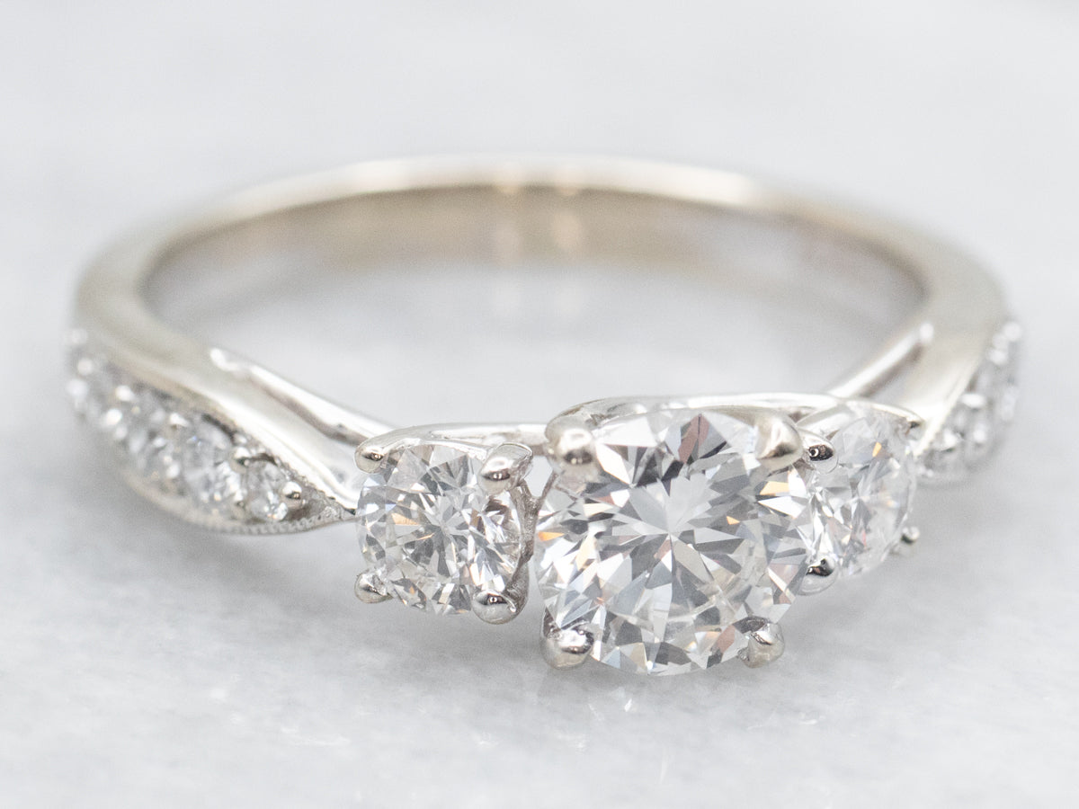 Modern Diamond Engagement Ring with Tapered Shank
