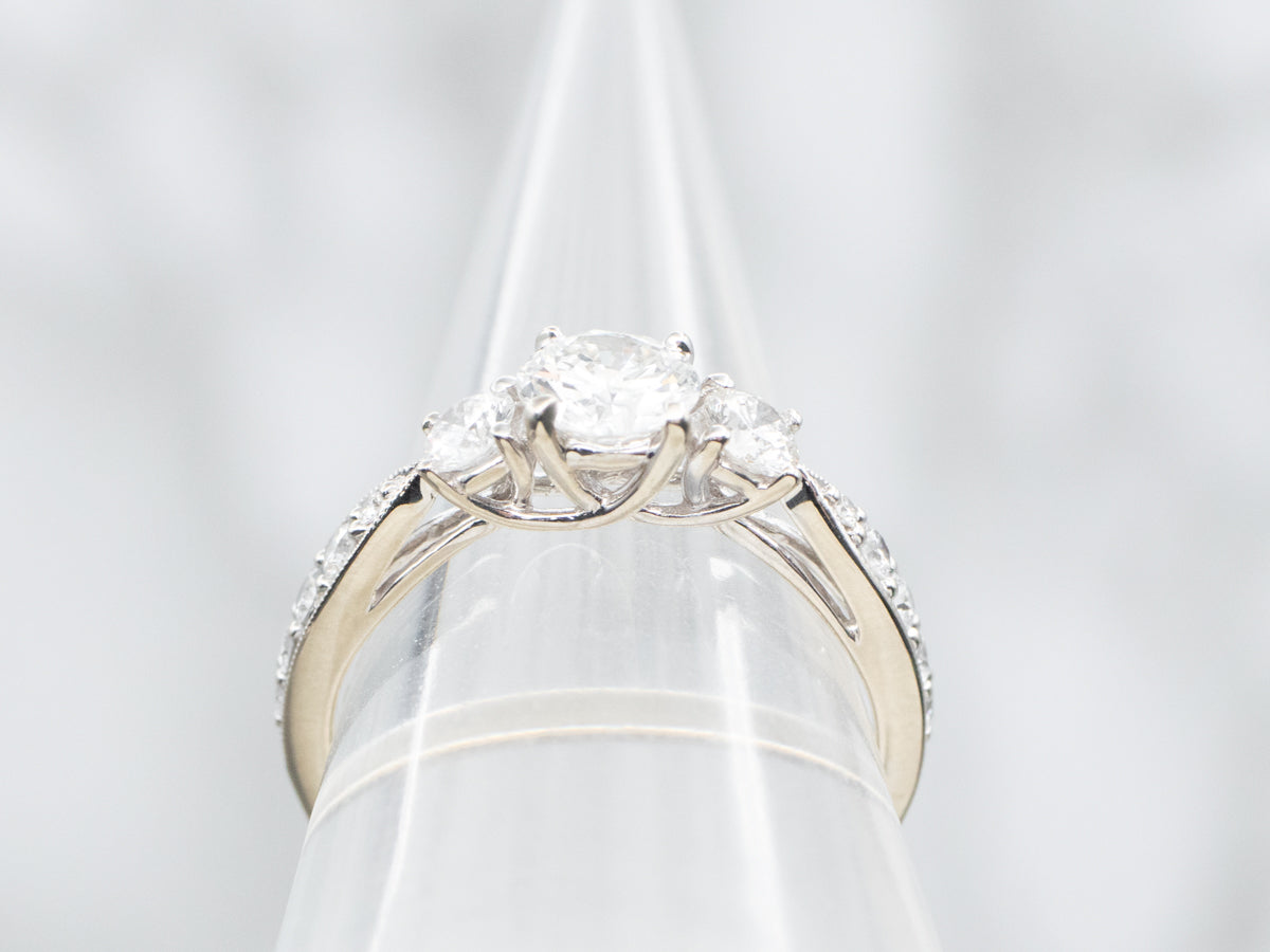 Modern Diamond Engagement Ring with Tapered Shank