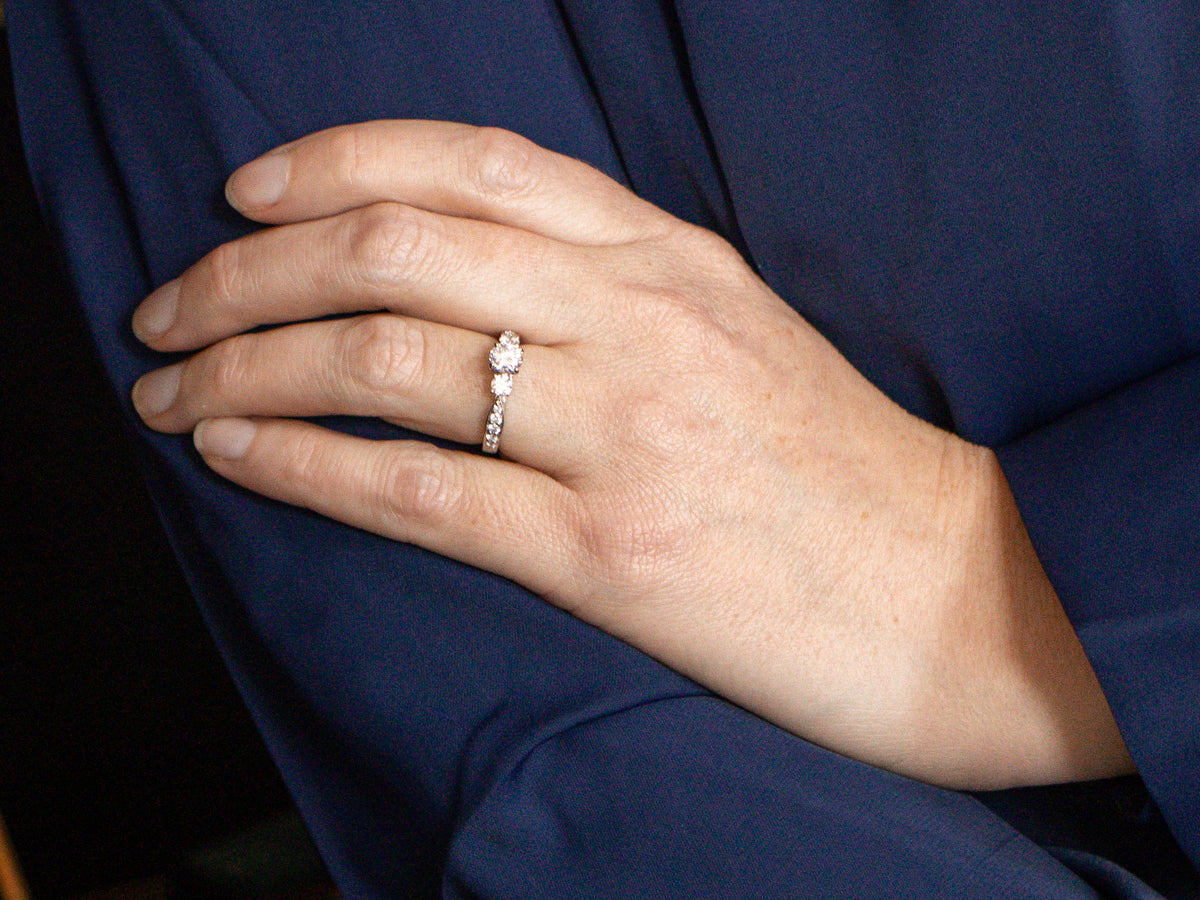 Modern Diamond Engagement Ring with Tapered Shank