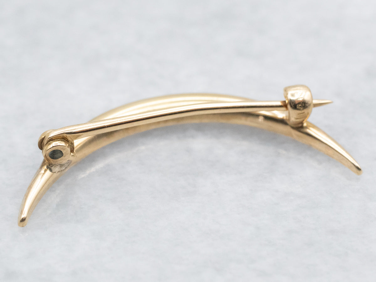Art Nouveau Era Seed Pearl Crescent Moon Brooch